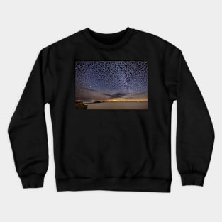 Worms Head, Rhossili Bay at Night on Gower Crewneck Sweatshirt